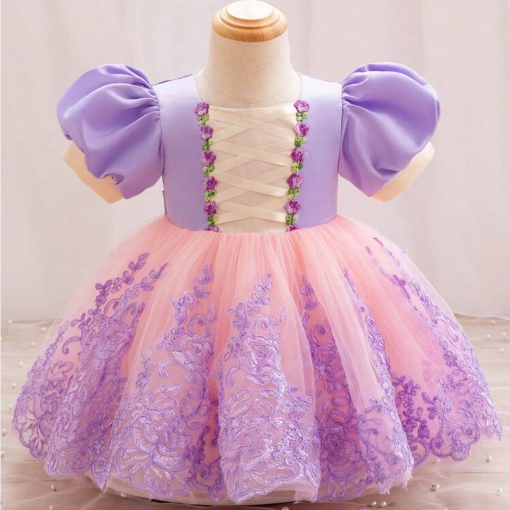 Lavender and Pink Lace Baby Dress (Gently Worn)